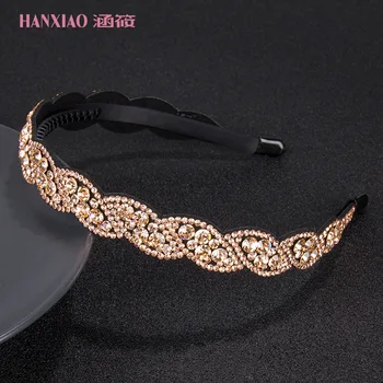 

Ladies Headband Simplicity Water Ripple Girl Hairband Non-slip with Tooth Wide Border Color Rhinestone Crystal Hairpin Headgear