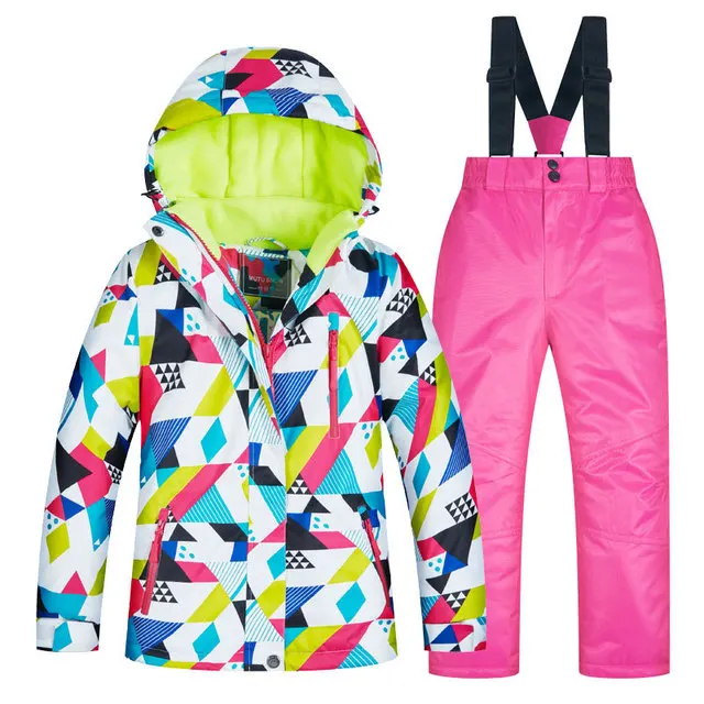 Новые зимние детские лыжные костюмы теплые водонепроницаемые детские лыжные куртки и штаны куртка с длинными рукавами пальто с капюшоном для детей