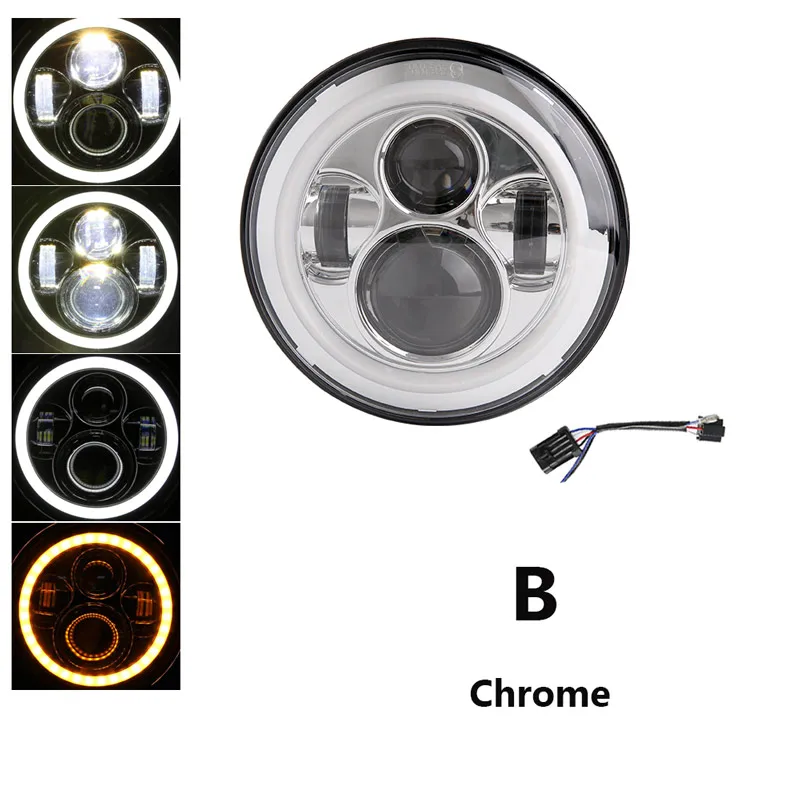 40w Halo light Silve 7 дюймовый светодиодный супер яркий Halo фар Универсальный монтажный кронштейн для Cafe Racer Choppers Honda Yamaha аксессуары - Цвет: 40w Halo light Silve