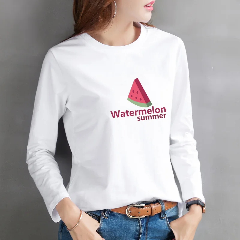 

2020 New Women T-shirts Casual Harajuku watermelon Printed Tops Tee autumn Female T shirt long Sleeve T shirt For Women Clothing