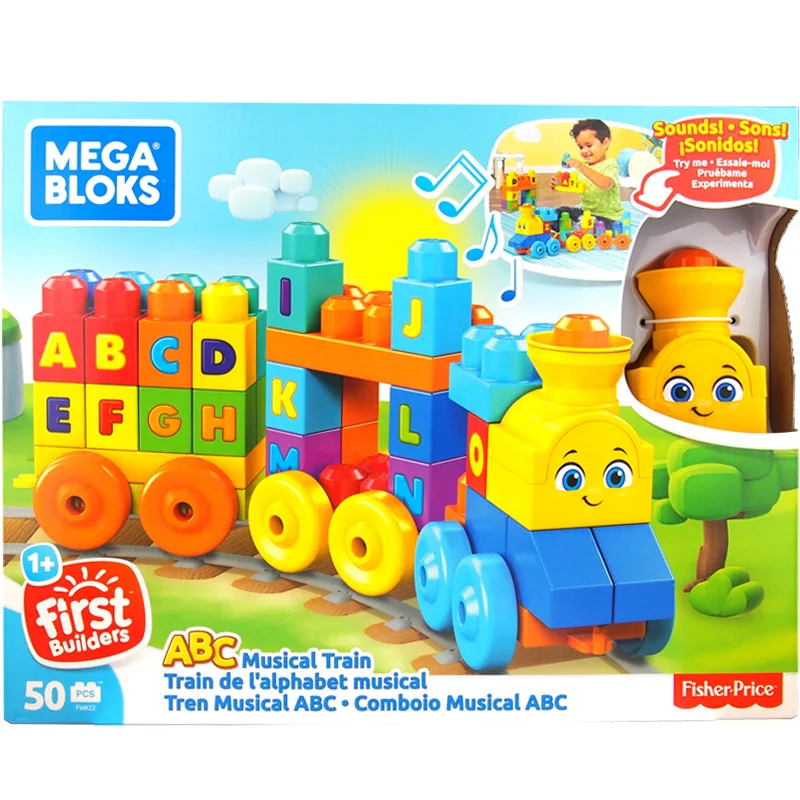 Online Producto genuino Mega Bloks Meigao bloques de construcción partículas grandes construcción música letras tren de aprendizaje