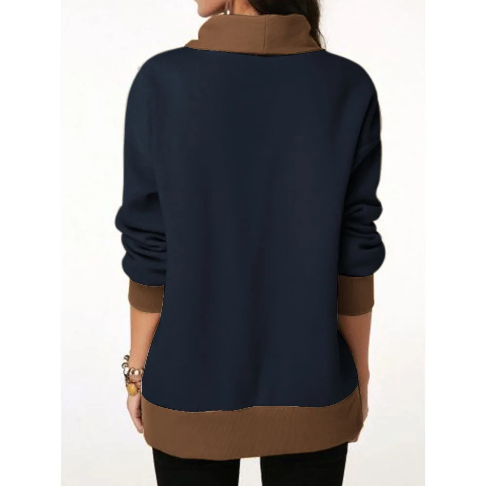  Fashion Women Hoodie Autumn and Winter Irregular Buttons Patchwork Blus Oversized Sweatshirts Offic