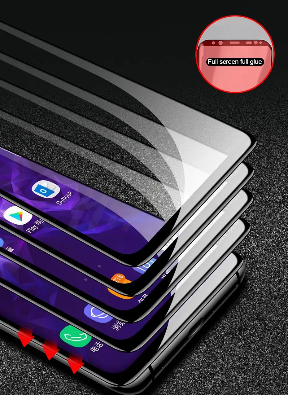 6D изогнутое полное покрытие экрана протектор для samsung Galaxy S9 S8 Plus Note 9 8 закаленное стекло на S9Plus S8Plus стеклянная пленка
