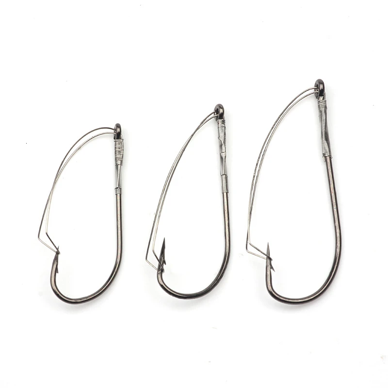 10pcs W3369A Weedless Sproat Barbed Fishing Hook 1/0-3/0 Bass Single Worm hook 