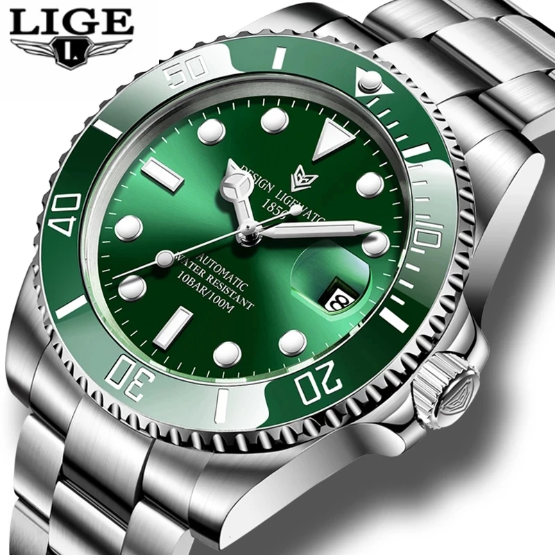 LIGE Watch Men Automatic Mechanical Tourbillon Clock Fashion Sapphire Glass 316L Steel 100 Waterproof Watches men's wrist