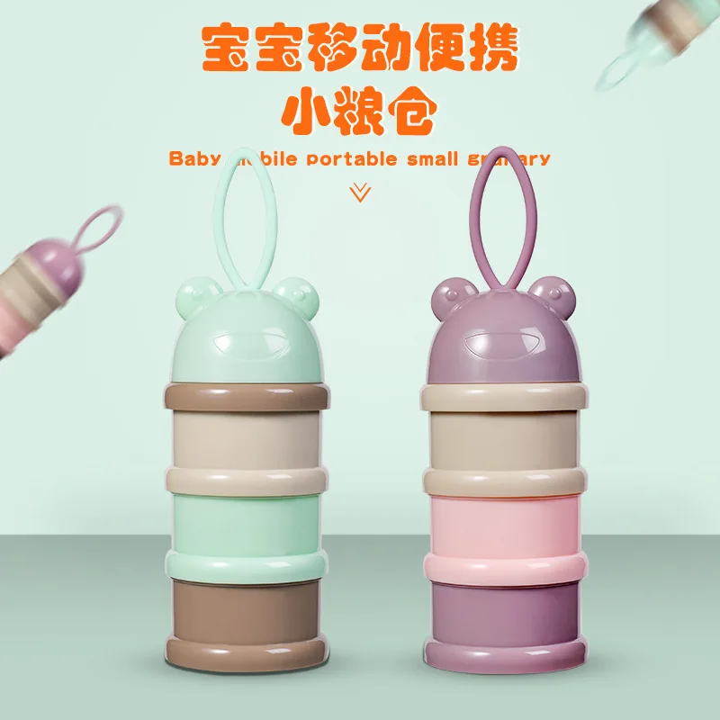 Baby Food Storage Baby milk powder box three-layer infant baby out portable milk powder plastic cartoon portable Feeding Box
