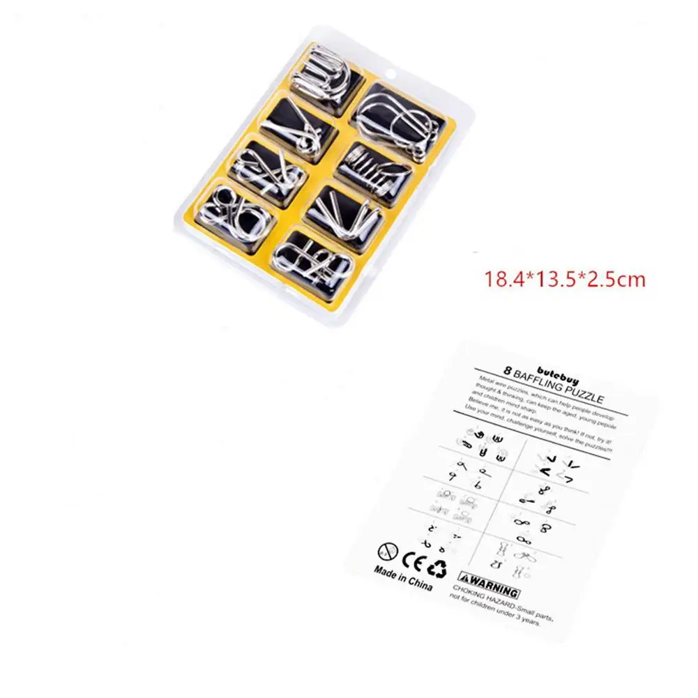 low cost  Kuulee 8Pcs Mental 9 Ring Puzzle Toys Intelligence Buckle Lock Brain Teaser Wire Puzzles Xmas Kids 