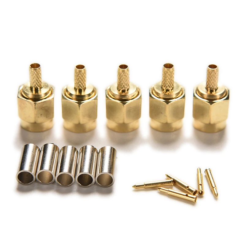

SMA male plug RF coax connector crimp for RG316 RG174 LMR100 Cable Straight Goldplated NEW wholesale