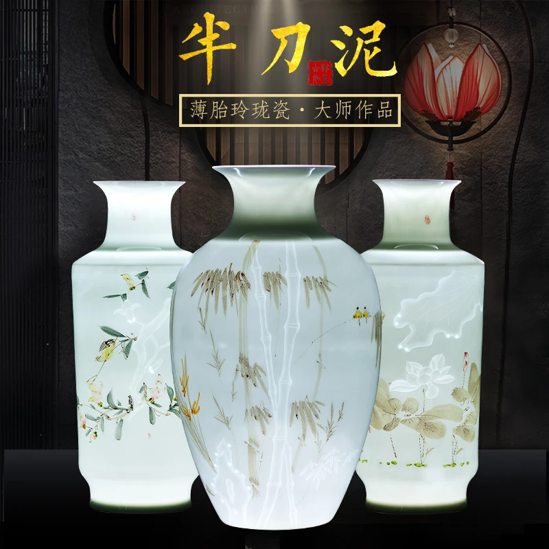 

Jingdezhen Ceramics Best Antiques Vase Decoration New China Style Underglaze Polychrome Vase Traditional Craft Handmade 3 Models