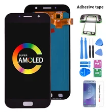 Супер AMOLED lcd для Samsung Galaxy A7 A720 A720F SM-A720F lcd дисплей+ кодирующий преобразователь сенсорного экрана в сборе