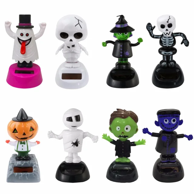 New Adorable Multi style Solar Powered Christmas Halloween Dancing Car Table Home Decor Gifts Mini Kids Solar Power Toys 1