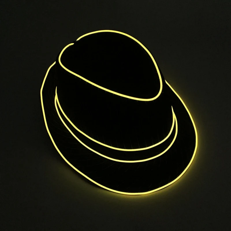 Светящаяся Шляпа Fedora использует EL Wire яркий светодиодный мигающий вспыхивающий джаз шляпа для вечерние концертная сцена шоу Горячая распродажа