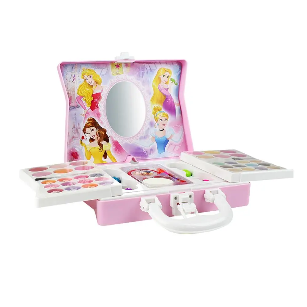 Disney принцесса макияж комплект для девочек игрушки Predend играть занятий кисточка для макияжа Тени для век, блеск для губ, лак для ногтей для макияжа
