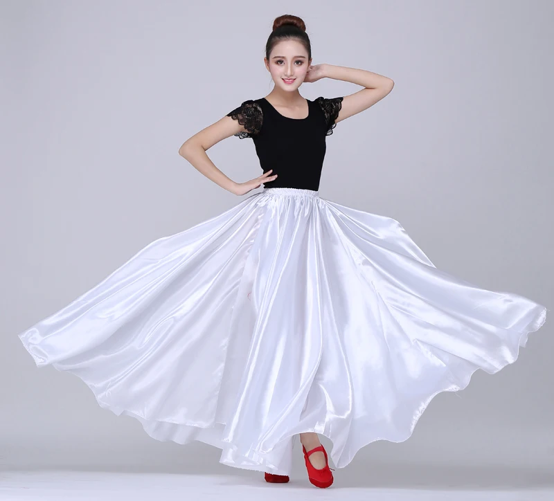 Color9 one skirt 10 цветов атласная гладкая однотонная испанская юбка для фламенко размера плюс костюмы для танца живота Женская юбка в цыганском стиле - Цвет: Color9 one skirt