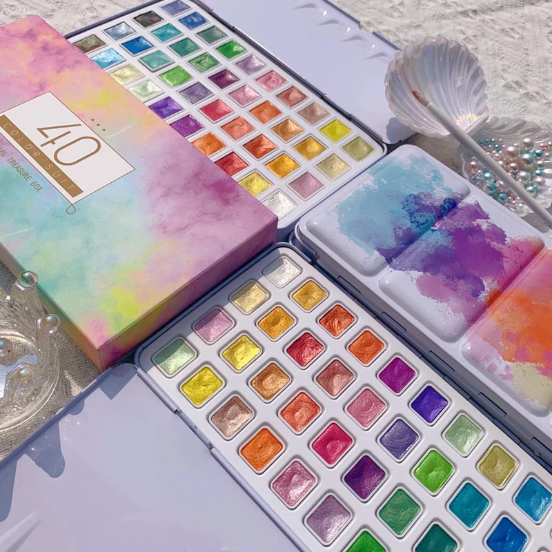 Watercolor Painting Set Watercolor Paint Watercolor Pigment Dropping Handmade 40 Colors Pearlescent Watercolor Pigment Colorlead Giveaway