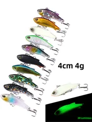 Luminous Sinking VIB Wobblers Fishing Lure 4g 3D Eyes Rattling Crankbait Artificial Hard Bait for Winter Saltwater Fishing Lure