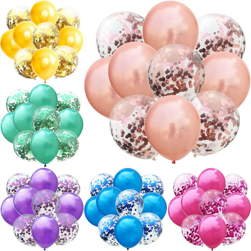 

10pcs/lot 12inch Latex Balloons And Colored Confetti Birthday Party Decorations Mix Rose Wedding Decoration Helium Ballon