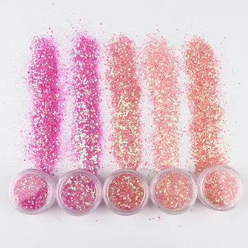 

1Jar/box Nail Powder Pink Series Fine Glitter Nails Sequins Shinny Pink Hexagon Mix Sparkles Flake for Nail Art Decoration 10ml
