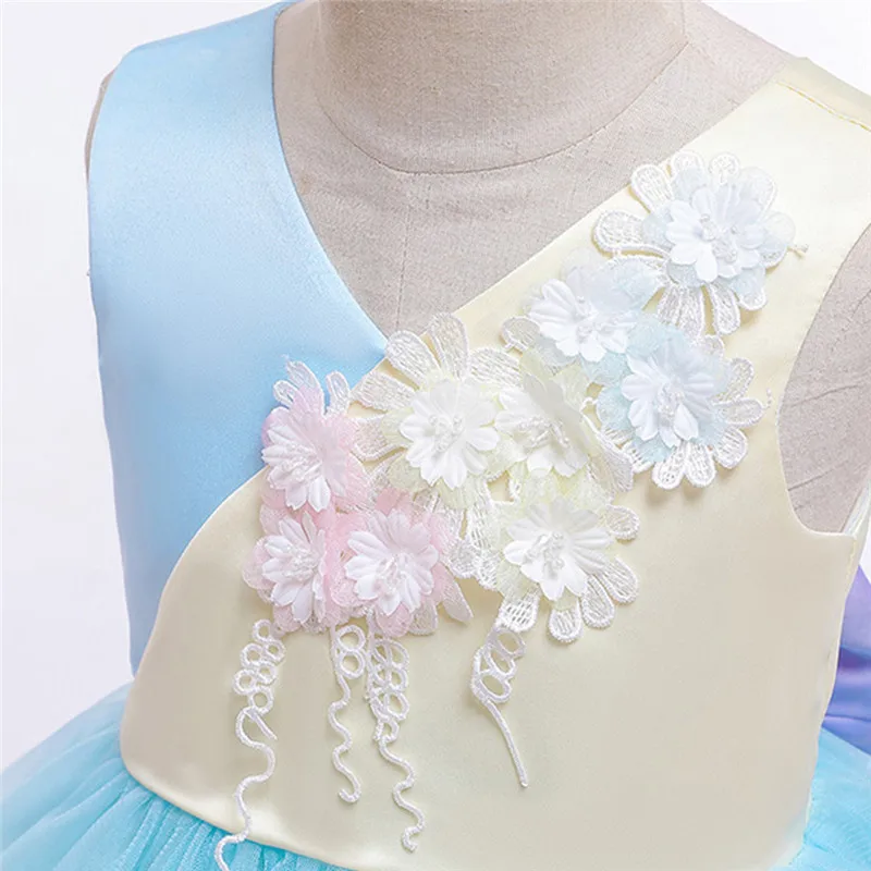 Детская одежда, платья для дня рождения, Vestidos Infantil, без рукавов, радужные праздничные Детские платья принцессы для девочек, милая одежда