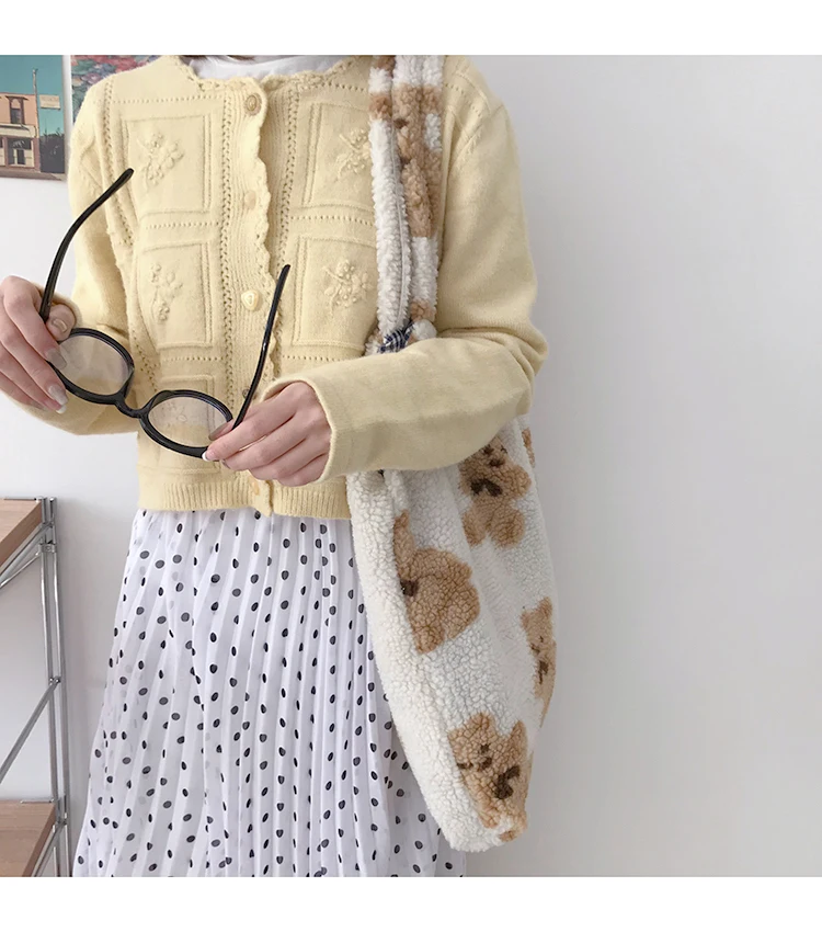 Japanese Style Bear Cute School Bags Girls Large Capacity Single Shoulder Shopping Bag Vest Bags