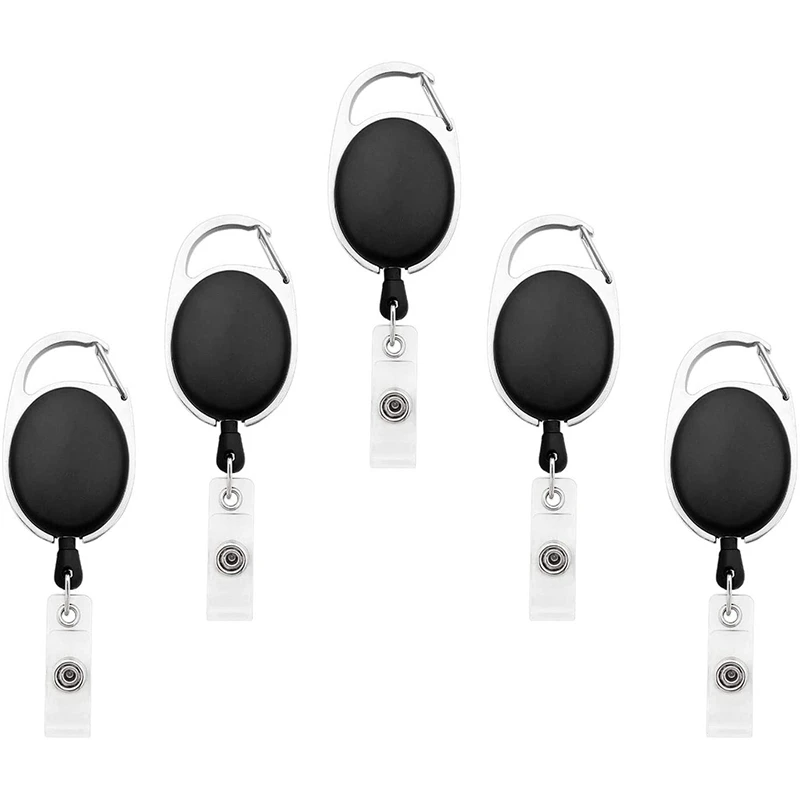 5PCS Retractable Badge Holder Carabiner Reel Clip On ID Card Holders For Key And Belt (Black) | Украшения и аксессуары
