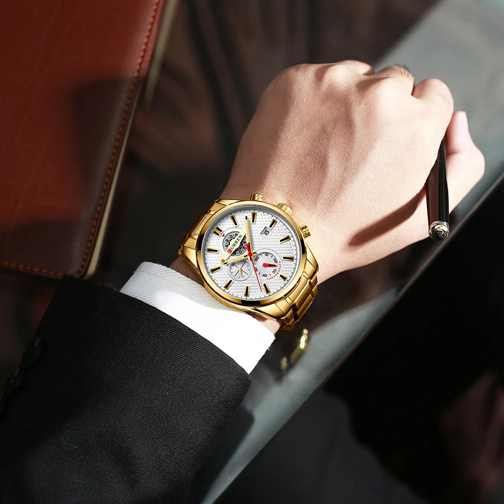 Curren для мужчин BusiniessWatch Изысканный Классический чехол из сплава браслет из нержавеющей стали наручные часы модные 3 АТМ водонепроницаемые кварцевые часы