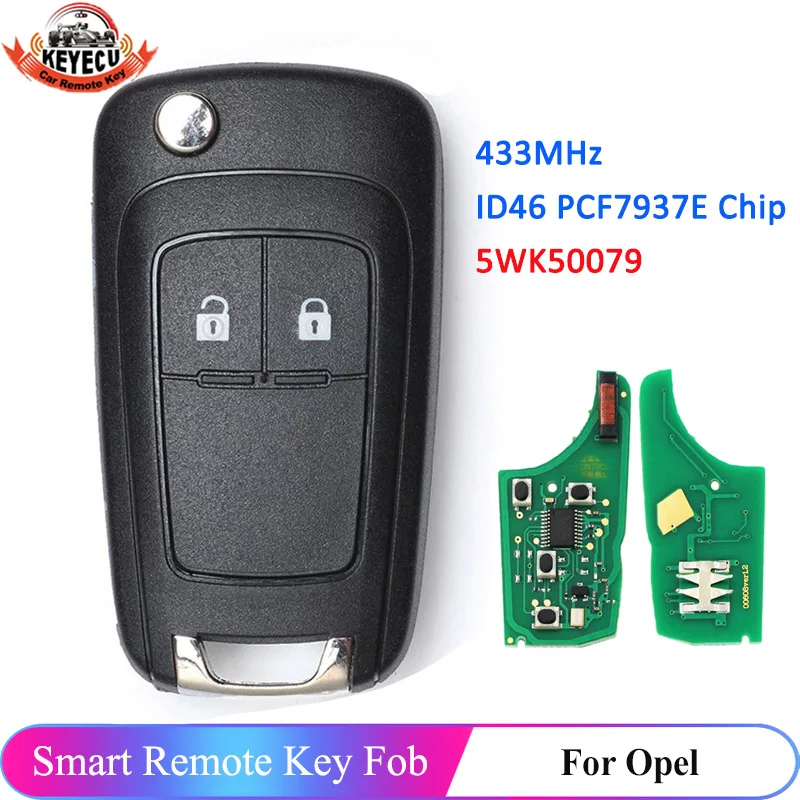 

KEYECU 5WK50079 433MHz For Opel Vauxhall Astra J Corsa E Zafira Tourer Insignia Mokka Viva Adam Cascade 2009-2017 Remote Car Key