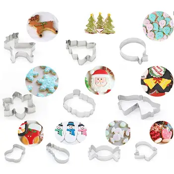 

10pcs/set Christmas Tree Snowflake Stainless Steel Cookie Biscuit Cutter Pastry Cake Decor Baking Fondant DIY Mold Tools