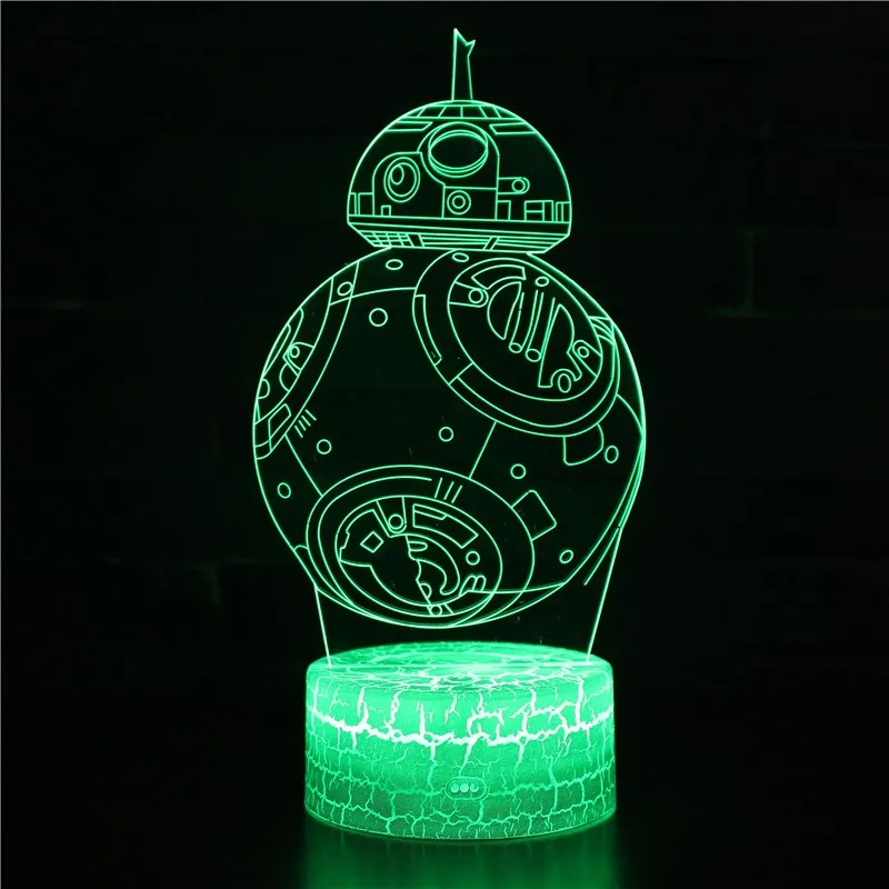 Новинка, 3D лампа "Звездные войны смерти" R2D2, BB-8, Дарт Вейдер, рыцарь, светодиодный, детский лава, настольный ночник, мультяшная игрушка, светящаяся, детский подарок