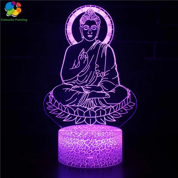 

Remote Control Religion Buddha Islam Christ 3D Light LED Crack Night Light 7 Colors Changing Lamp 3AA Battery Powered USB Lamp 3