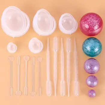 

Sphere Silicone Resin Molds Round Silicone Mold with Pipettes Stir Bar Tools for Resin Jewelry, Soap Candle DIY