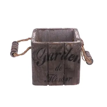 

Wooden Rustic Flower Pot Basket Fleshy Succulent Planter Garden Home Decoration