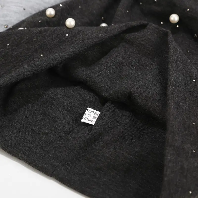 Женские зимние шапки с жемчугом, вязаные шапки, мягкая шапка Skullies Beanies, шляпа с жемчугом