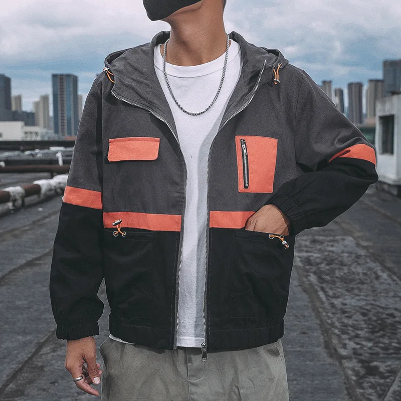 

Men's jackets and jackets tops hooded youth casual zipper shirt 2019 new men's large size trend handsome bomber jacket