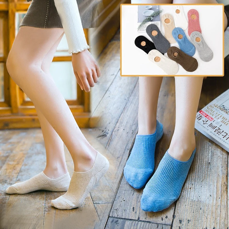 5 пар/лот, женские носки, дышащие носки, одноцветные, башмачки, удобные носки из хлопка, короткие носки в тонкую полоску, невидимые короткие носки