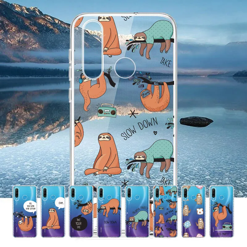

Sloth Cute Animals For Huawei Honor Mate 10 20 Nova P20 P30 P Smart Soft TPU Crystal Slim Protective Clear Case