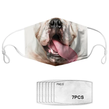 

Funny Bulldog Mouth Printed Women Men Face Masks Anti Dust Mouth-muffle Mask With Activated Carbon 7 Filter Breathable Cubreboca