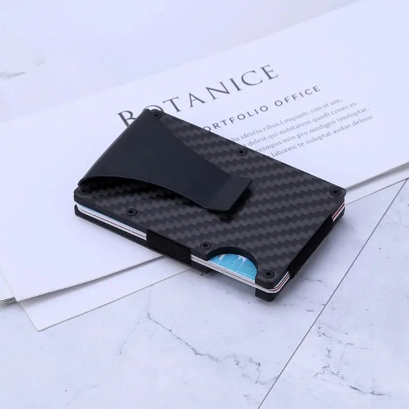 

Card Holder Money Cash RFID Clip Men Wallet Portable Anti-theft Carbon Fibre Slim Business Travel DXAC