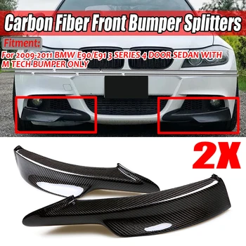 

A Pair Real Carbon Fiber Car Front Bumper Splitter Lip For BMW E90/E91 3 Series 4 Dr Sedan With M-Tech Bumper 2009-2011