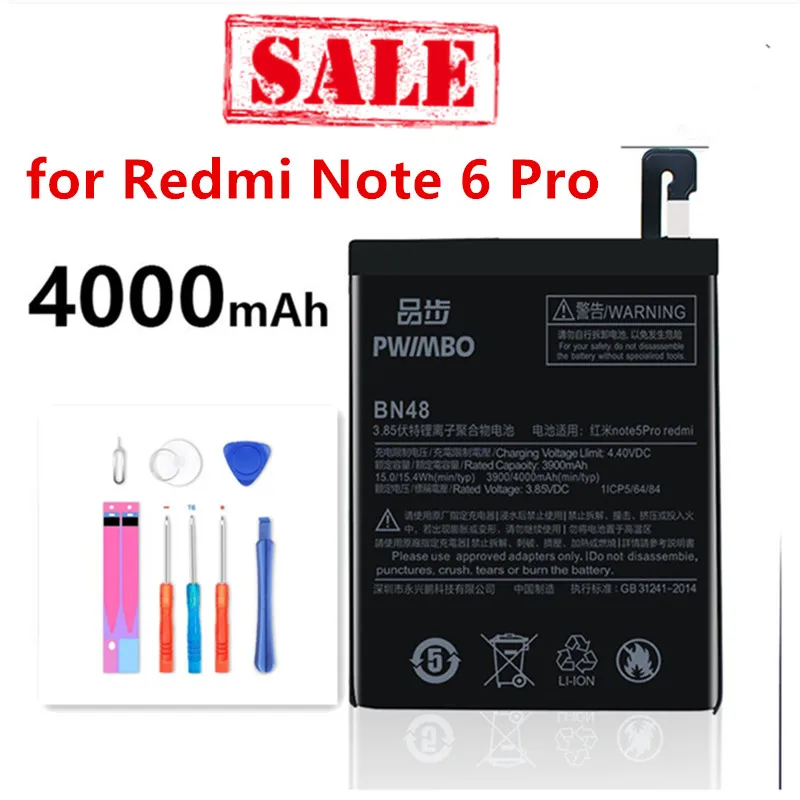 

PWL BMO Phone Battery BN48 For Xiaomi Note 6 Pro 6Pro Note6 Pro High Quality 4000mAh Phone Replacement Batteries