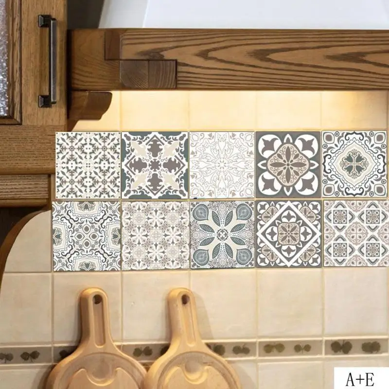 

PVC Retro Flower Pattern Wall Stickers Home Tiles Background Decals Art Mural Decoration Wall Stickers For Bathroom