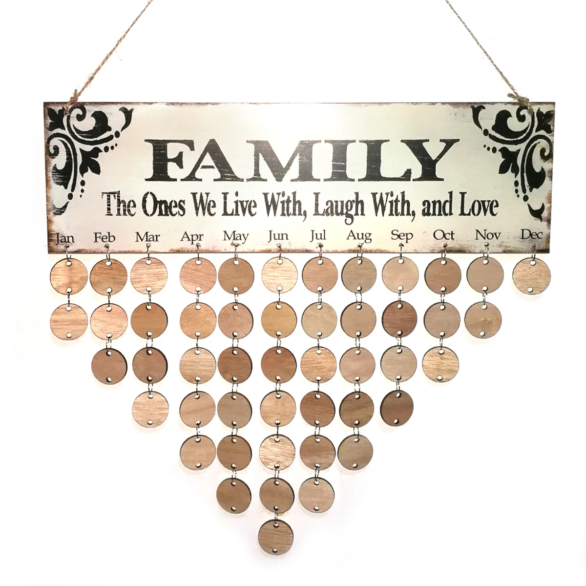

Wooden Calendar Family DIY Specical Date Record Sign Blank Reminder Board Creative Home Wall Calendar Hanging Decor Gifts