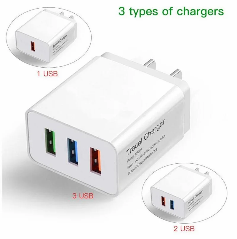 Быстрая скорость зарядное устройство 3 2 1 Usb порт США ЕС 2.4A AC адаптер питания настенное зарядное устройство для iphone 7 8 11 Ipod samsung android phone pc mp3