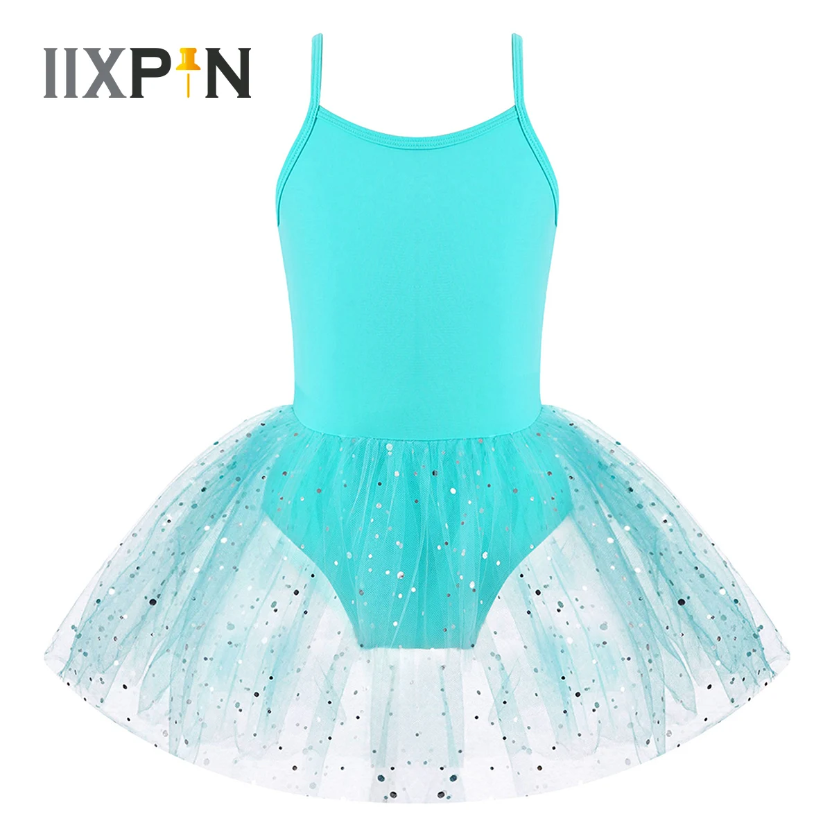 Girls Kids Shiny Gymnastics Ballet Dress Leotard Tutu Skirt Dancewear Costume 