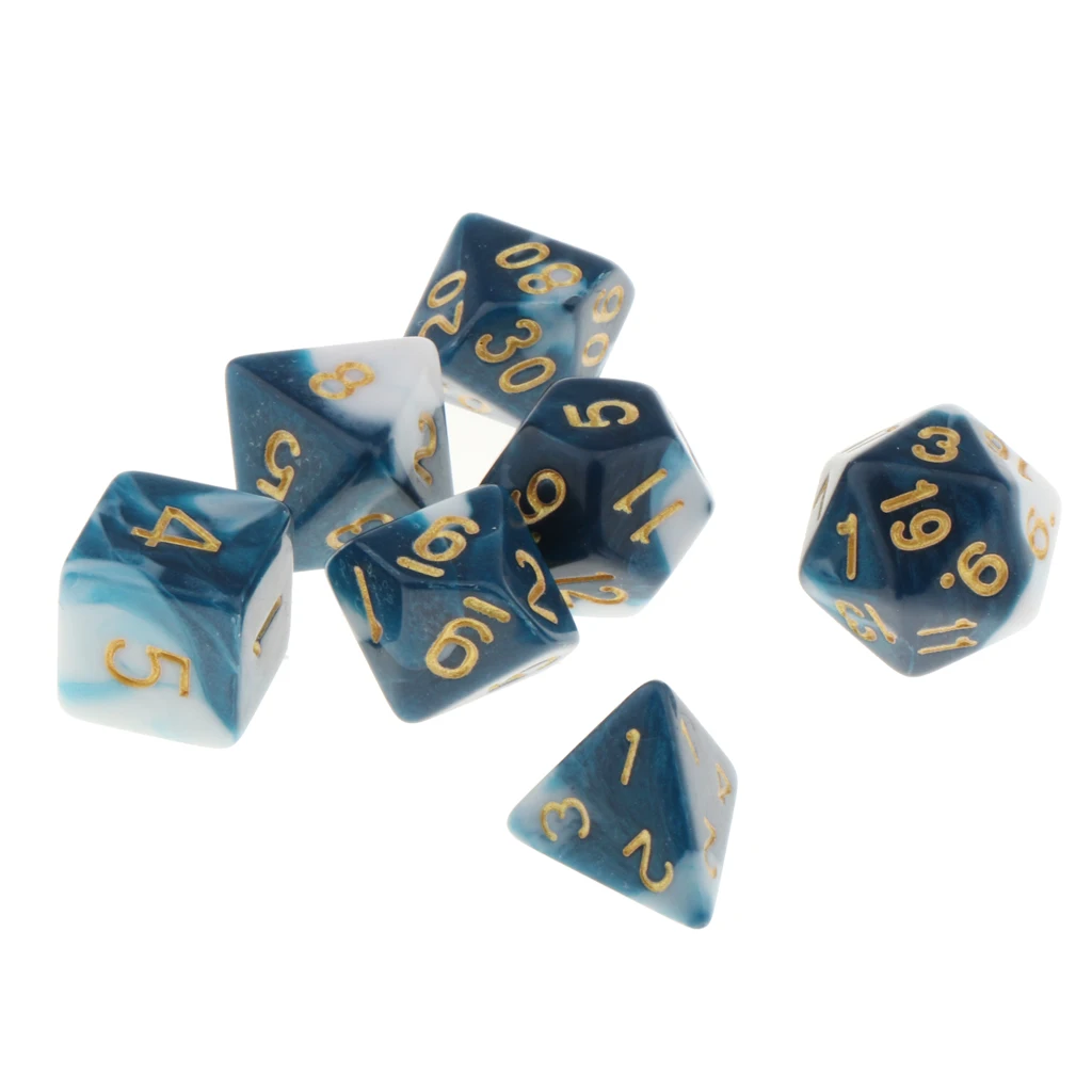 Pack of 7 Polyhedral Dices Table Board Games Party KTV for Dungeon and Dragons Polyhedral Dice Games DND Dice Set Kids Math Toys