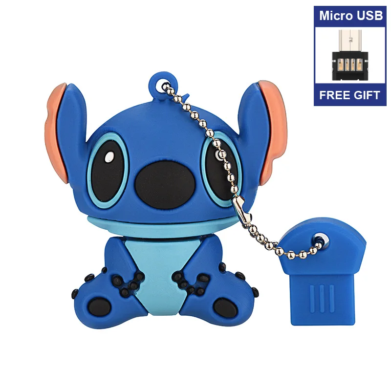 

Free Micro USB adapter Classic Cartoon Stitch USB Flash Drive 4GB 8GB 16GB Mini U Stick Thumb Memory Stick 32GB 64GB 128GB 256gb