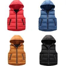 Модный утепленный жилет в полоску для мальчиков и девочек; теплые зимние пальто на молнии; плотная верхняя одежда с капюшоном; куртка для детей