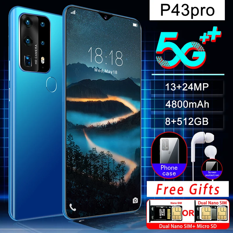 NEW 6.7inch P43pro Smartphone 8GB RAM 512GB ROM