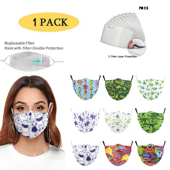 

Green dinosaur PM2.5 Reusable Adult Cartoon Anime Mask Breathable Protective Face Mouth Mask bacteria proof Flu Women Men Mask