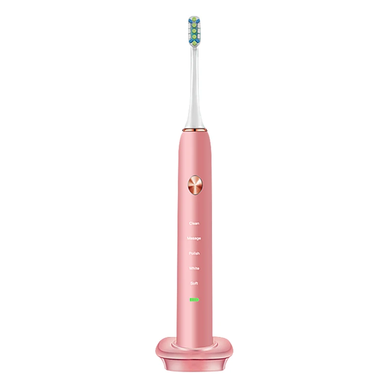 Электрическая зубная щетка для взрослых/Детская электрическая зубная щетка, магнитная версия, звуковая волна, перезаряжаемая электрическая зубная щетка для c - Цвет: Pink